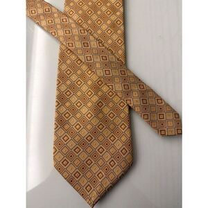 Valentino Handmade Gold Geometric Textured Silk Men’s Necktie